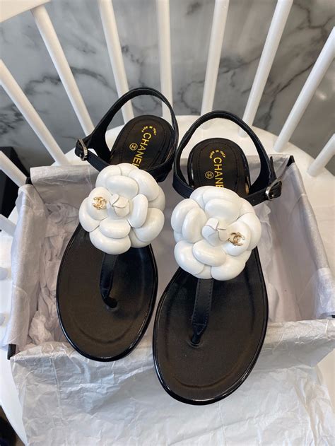 camellia sandals chanel|chanel camellia flower flat sandals.